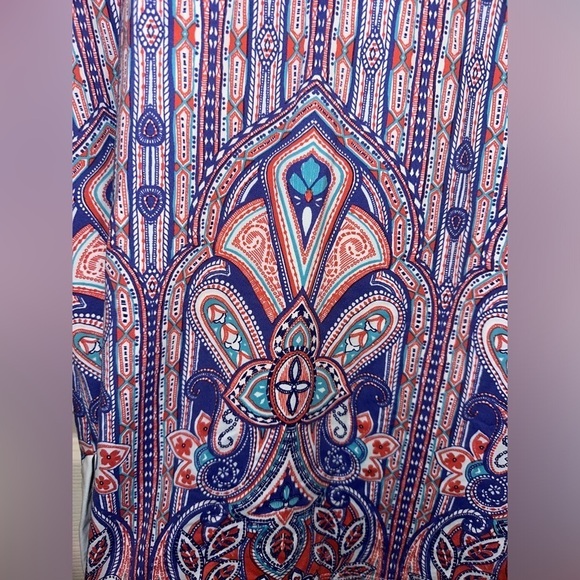 J. McLaughlin women’s quarter button front colorful boho printed top M spring - Picture 5 of 8